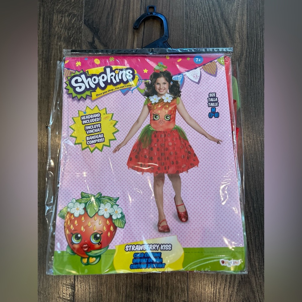 NEW Shopkins Strawberry Kiss Child's Kid's Halloween Costume, Size: M 7/8